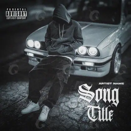 Album cover art “Black Man”: man and car, black and white tones