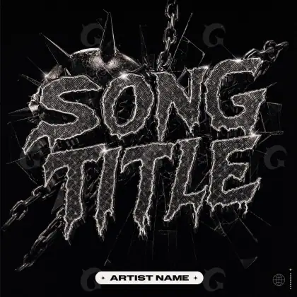 Premade cover art “Black Metal”: metal and chain, black and white tones