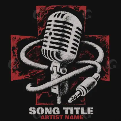 Portada prediseñada «Black Microphone»: micrófono; color blanco y negro