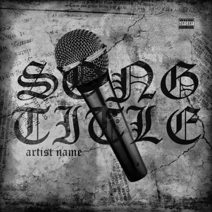 Готовая обложка для трека «Black Microphone»: микрофон; палитра — чёрно-белая