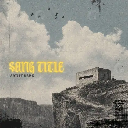 Portada prediseñada «Black Mountain»: montaña y edificio; color blanco y negro