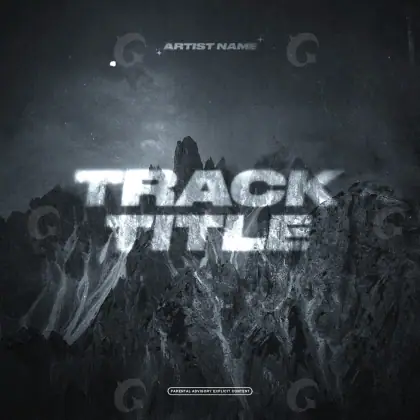 Arte de portada musical «Black Mountain»: montaña y estrella; color blanco y negro