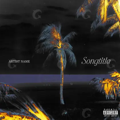Premade cover art “Black Palm”: palm and tree, black and white tones