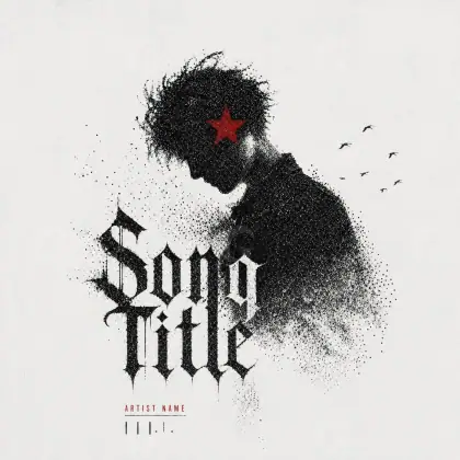 Premade cover art “Black Silhouette”: silhouette and star, black and white tones