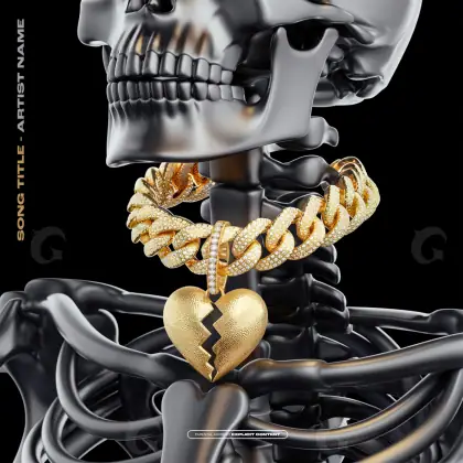 Обложка для альбома «Black Skeleton»: скелет и сердце; палитра — чёрно-белая
