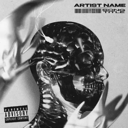 Arte de portada musical «Black Skull»: calavera; color blanco y negro