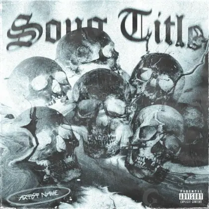 Album cover art “Black Skull”: skull, black and white tones