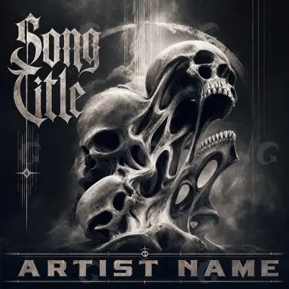 Premade cover art “Black Skull”: skull and circle, black and white tones