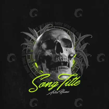 Обложка для песни «Black Skull»: череп и глаза; палитра — чёрно-белая