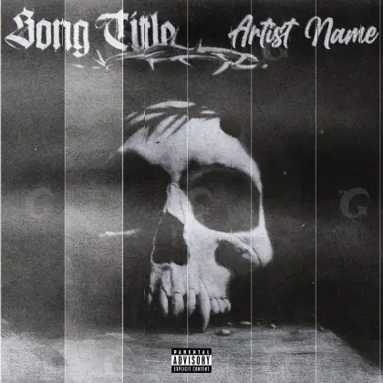 Portada para canción «Black Skull»: calavera; color blanco y negro
