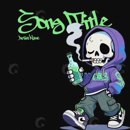 Album cover art “Black Skull”: skull and smoke, black and white tones