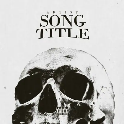 Готовая обложка для трека «Black Skull»: череп и глаза; палитра — чёрно-белая