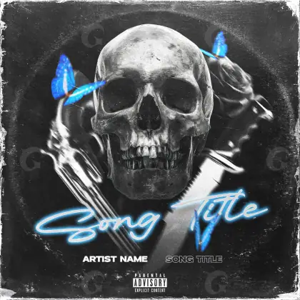 Album cover art “Black Skull”: skull, black and white tones