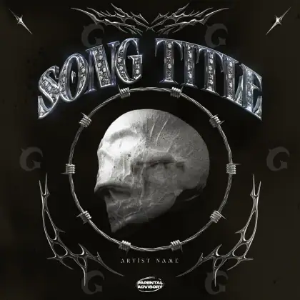 Premade cover art “Black Skull”: skull and star, black and white tones