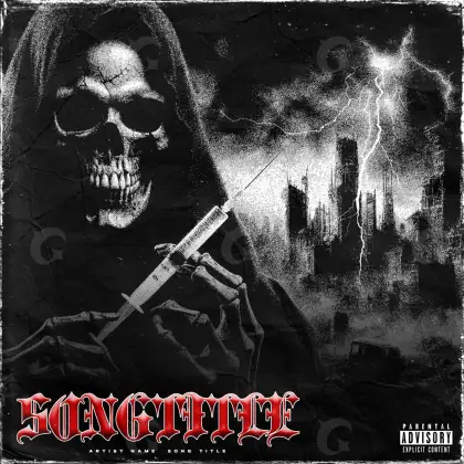 Portada para canción «Black Skull»: calavera; color blanco y negro