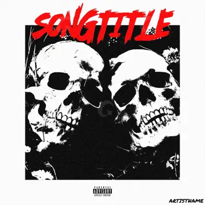 Premade cover art “Black Skull”: skull, black and white tones