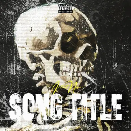 Premade cover art “Black Skull”: skull, black and white tones