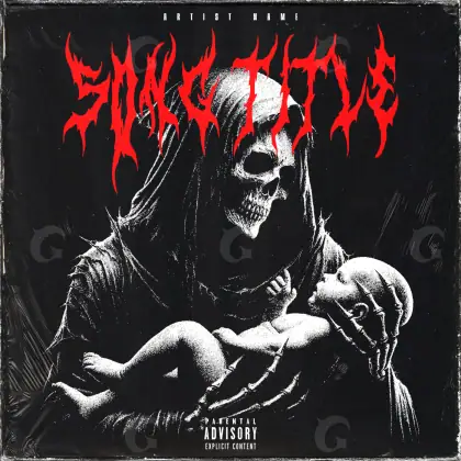 Album cover art “Black Skull”: skull and face, black and white tones