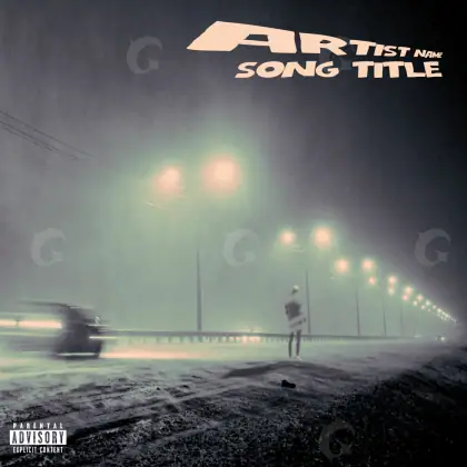 Portada para canción «Black Snow»: nieve y coche; color blanco y negro