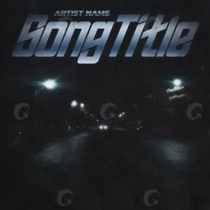 Portada para canción «Black Street»: calle y coche; color blanco y negro