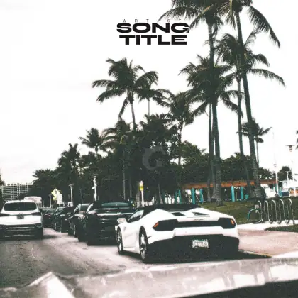 Portada para canción «Black Street»: calle y palmera; color blanco y negro