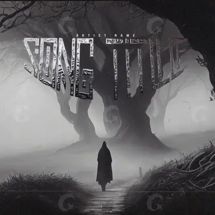Arte de portada musical «Black Tree»: árbol; color blanco y negro