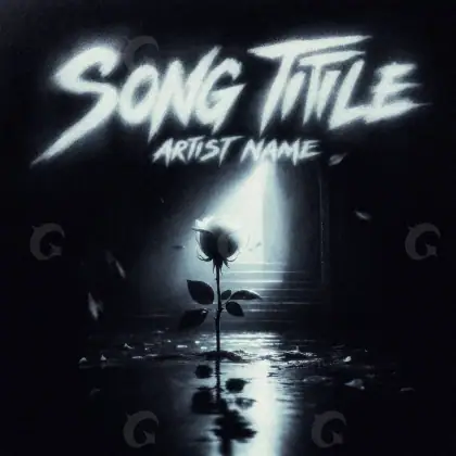 Music cover artwork “Black Water”: water and rose, black and white tones