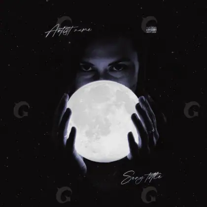 Arte de portada musical «Black Woman»: mujer y luna; color blanco y negro