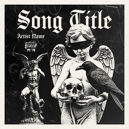 Music cover artwork “Black Woman”: woman and angel, black and white tones