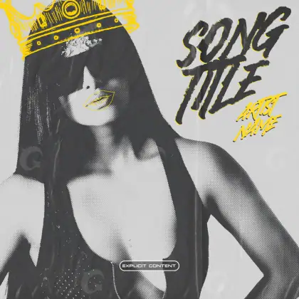 Album cover art “Black Woman”: woman and crown, black and white tones
