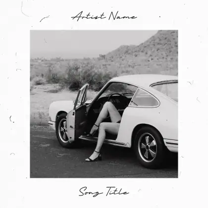 Portada para canción «Black Woman»: mujer y coche; color blanco y negro