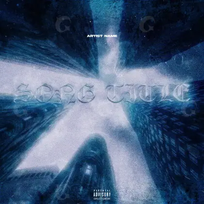 Music cover artwork “Blue Abstract”: abstract and lettering, blue tones