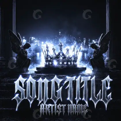 Album cover art “Blue Angel”: angel and crown, blue tones