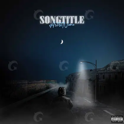 Arte de portada musical «Blue Building»: edificio y calle; color azul