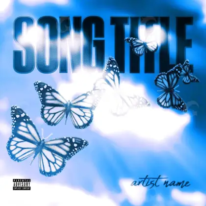 Portada prediseñada «Blue Butterfly»: mariposa y nube; color azul