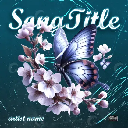 Music cover artwork “Blue Butterfly”: butterfly and tree, blue tones