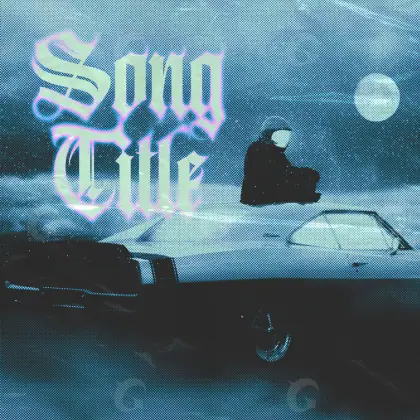 Arte de portada musical «Blue Car»: coche y círculo; color azul