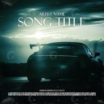 Album cover art “Blue Car”: car and sun, blue tones