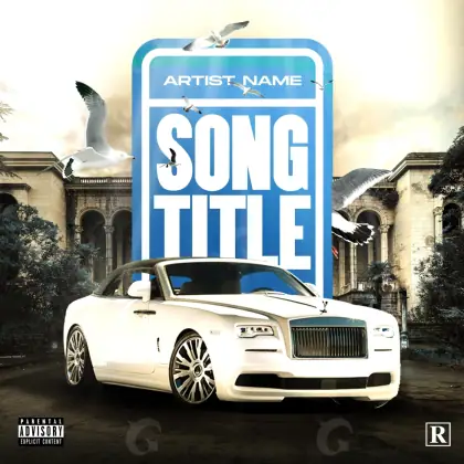 Portada para canción «Blue Car»: coche y edificio; color azul