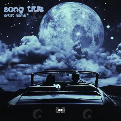 Portada prediseñada «Blue Car»: coche y luna; color azul