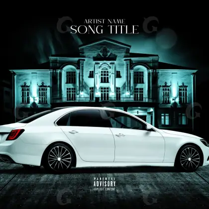 Music cover artwork “Blue Car”: car and building, blue tones