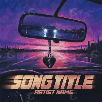 Arte de portada musical «Blue Car»: coche y corazón; color azul