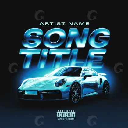 Arte de portada musical «Blue Car»: coche; color azul