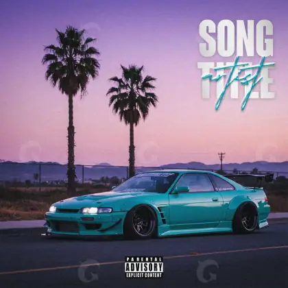 Portada prediseñada «Blue Car»: coche y carretera; color azul