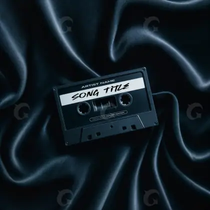 Готовая обложка для трека «Blue Cassette»: кассета и круг; палитра — синяя