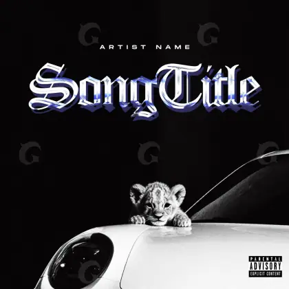Обложка для песни «Blue Cat»: кот и автомобиль; палитра — синяя