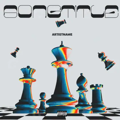 Готовая обложка для трека «Blue Chess»: шахматы; палитра — синяя