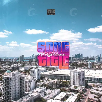 Arte de portada musical «Blue City»: ciudad y edificio; color azul