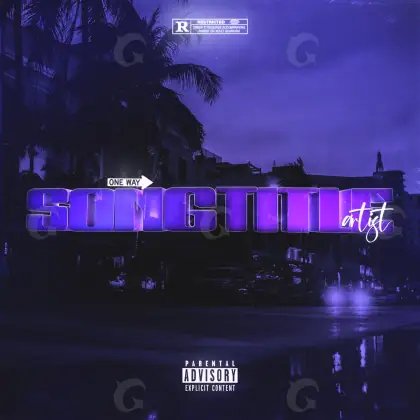 Portada para canción «Blue City»: ciudad y palmera; color azul