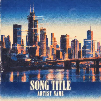 Premade cover art “Blue City”: city and building, blue tones